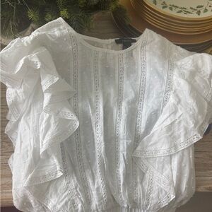 Forever 21 White Ruffled Blouse